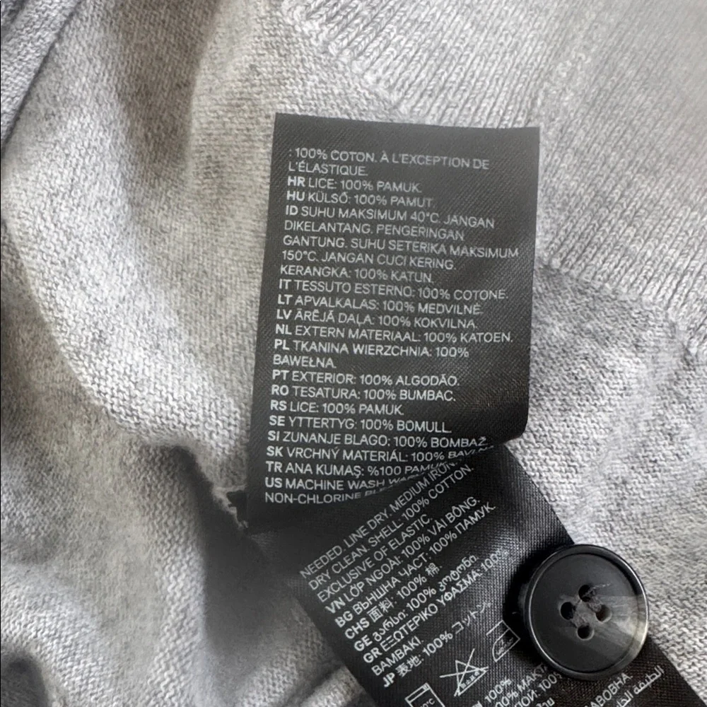 Men’s H & M 100% cotton gray grandpa V-neck holiday preppy cardigan size Large